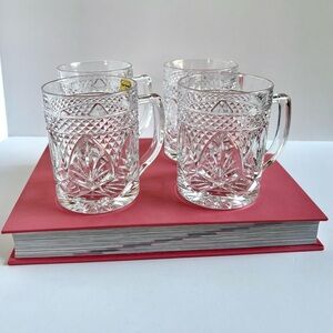 Luminarc French Bistro Glass Mugs Set of 4 Clear Pressed Glass Coffee Tea